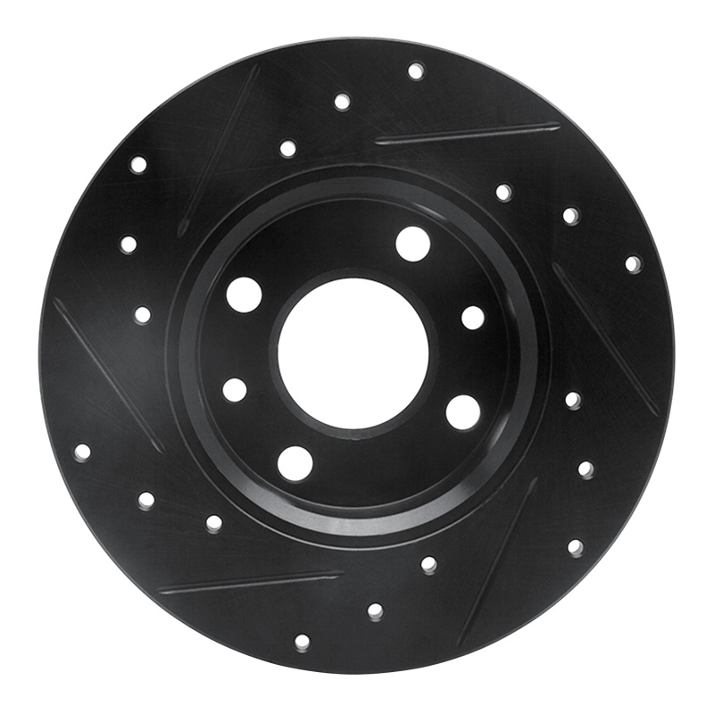 Fiat 500 Brake Rotor (1) - Rear Right - R1 Concepts - Drilled & Slotted - Black - `09-`19